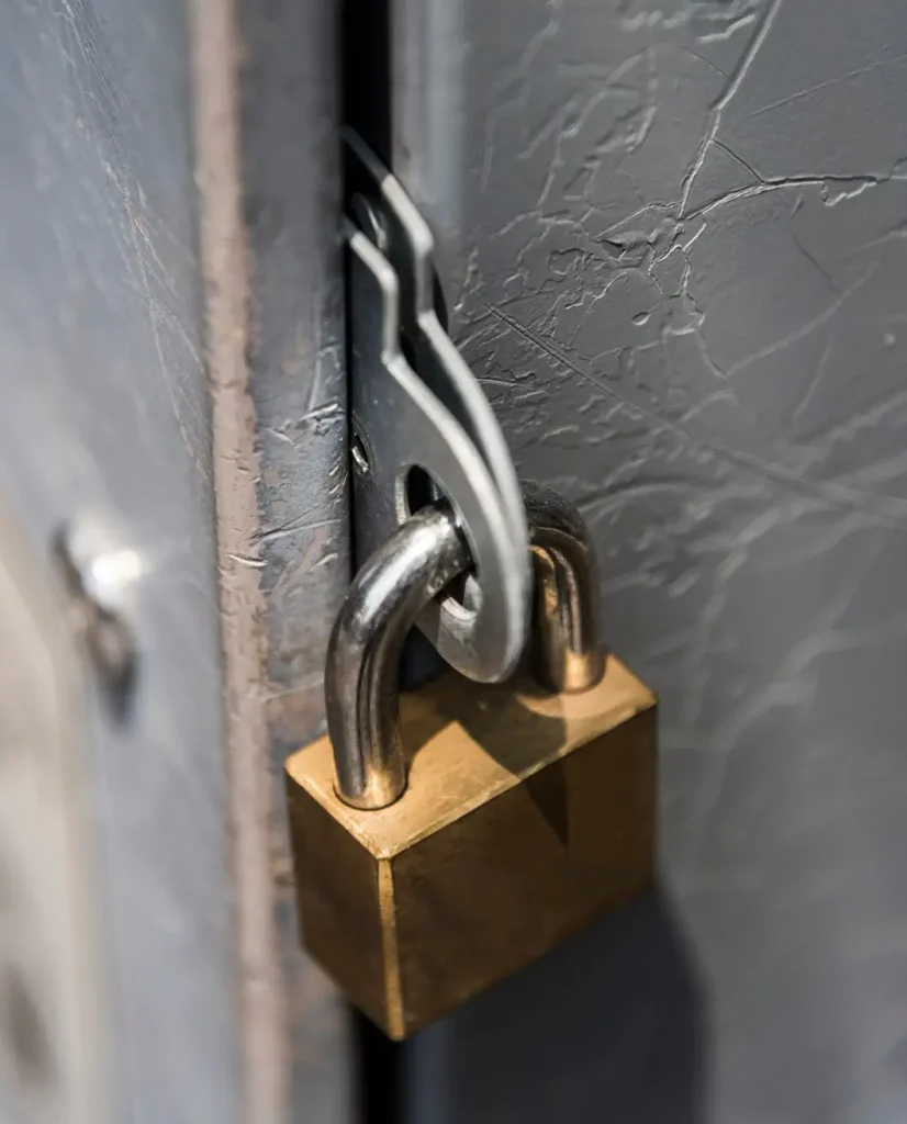 Padlock securing a door, symbolizing tenant rights and protection against illegal landlord entry in Circle C Ranch.