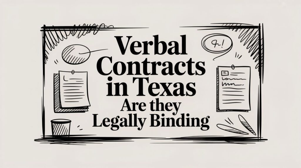 Verbal contracts in Texas and their legal binding status, illustrated with notes and documents.