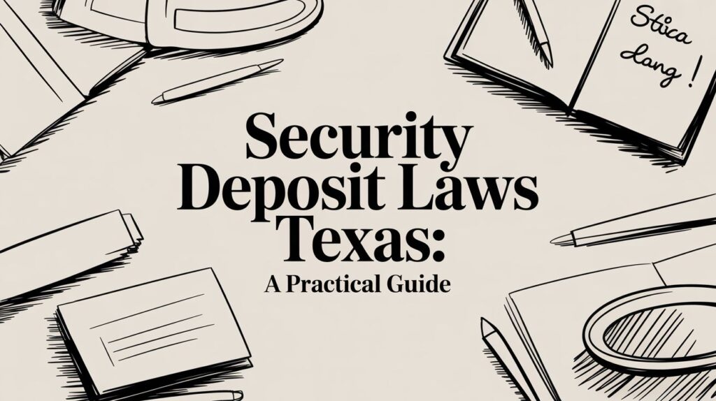Security Deposit Laws Texas: A Practical Guide with office supplies and notebooks, emphasizing tenant rights and legal information.