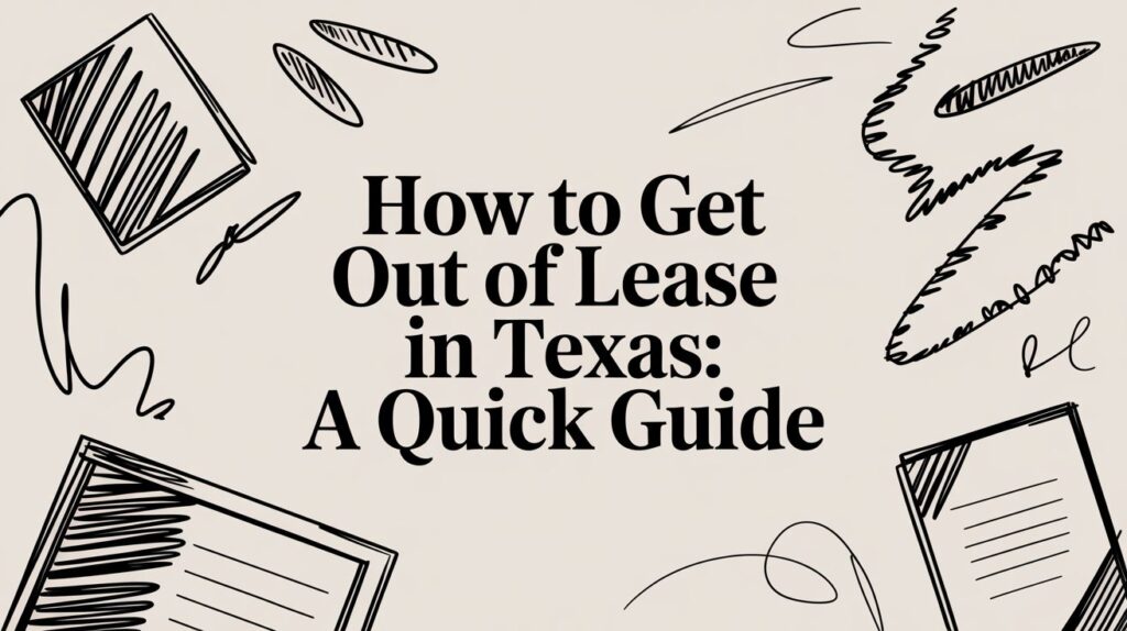 How to get out of lease in Texas quick guide with decorative elements and papers, relevant to tenant rights and early lease termination.