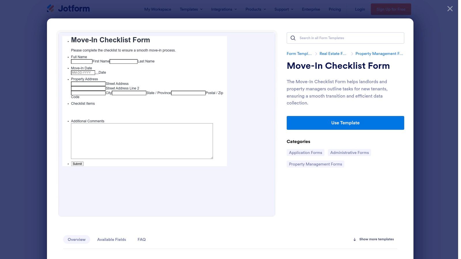 Jotform &mdash; Move‑In Checklist Form & Template Bundle