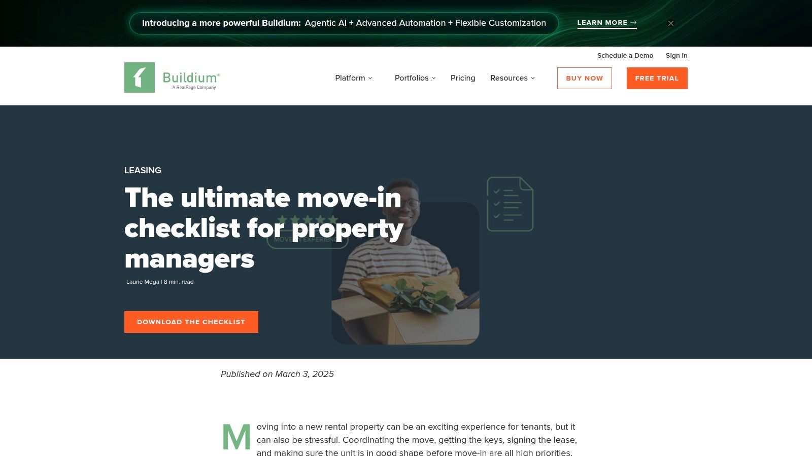 Buildium &mdash; Free Move‑In Checklist for Property Managers