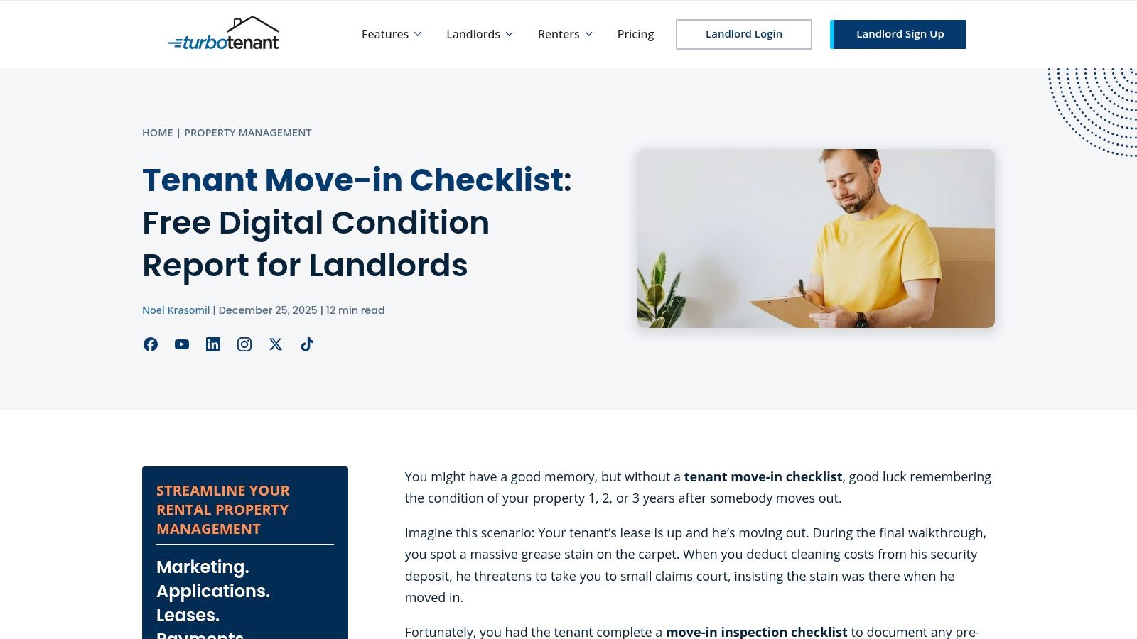 TurboTenant &mdash; Tenant Move‑In Checklist